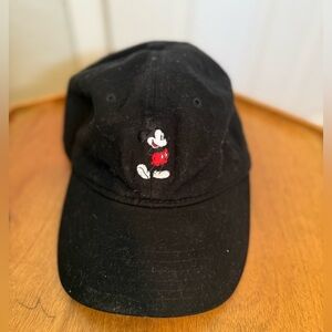 Mickey Mouse Embroidered Black Canvas Dad Hat